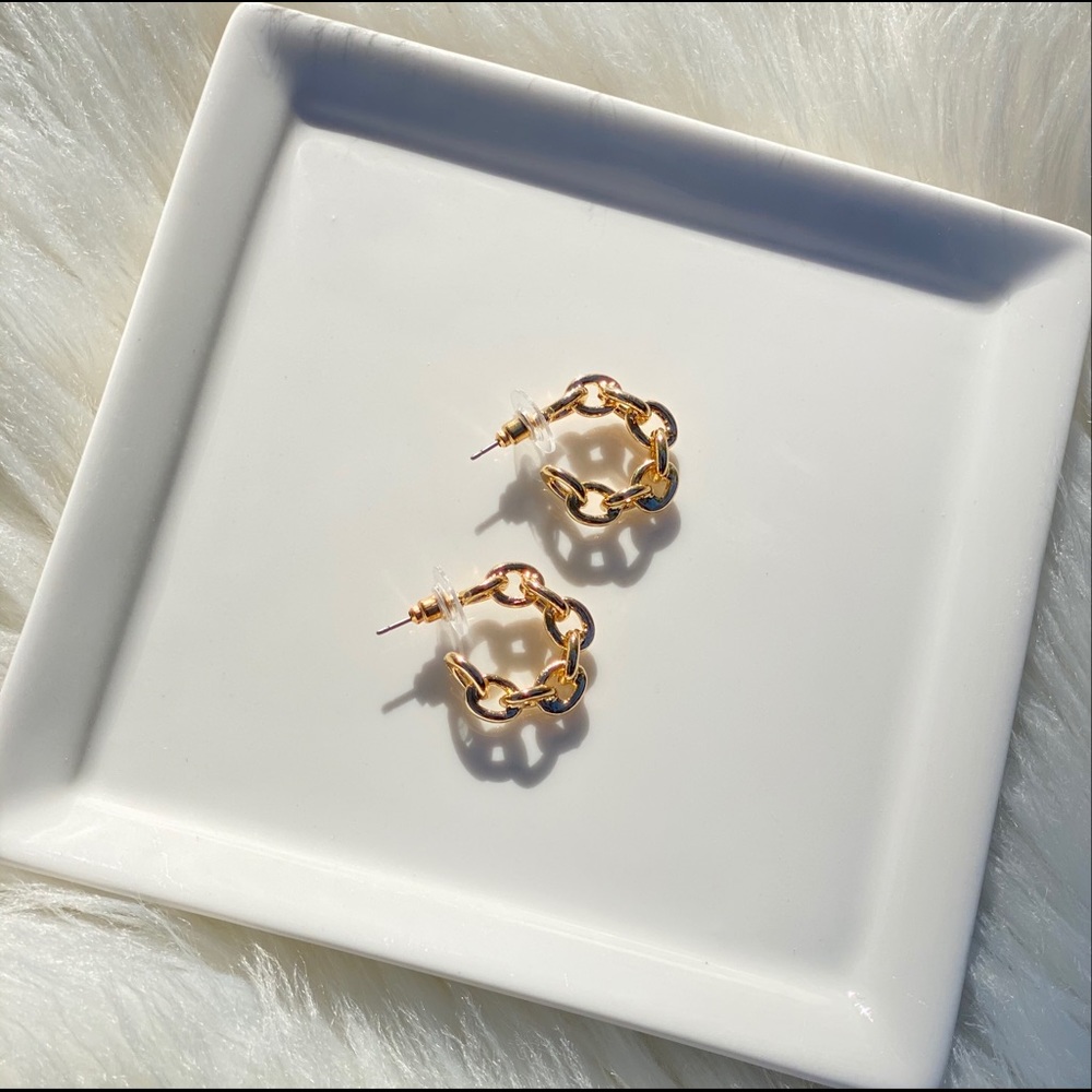 Gold Plated Chain Link Hoop Earrings